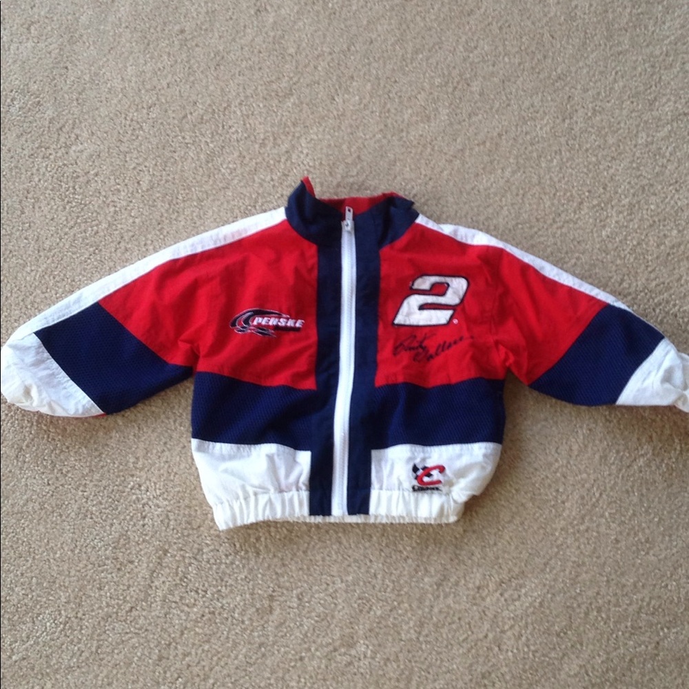 Vintage red blue and white NASCAR jacket for boys